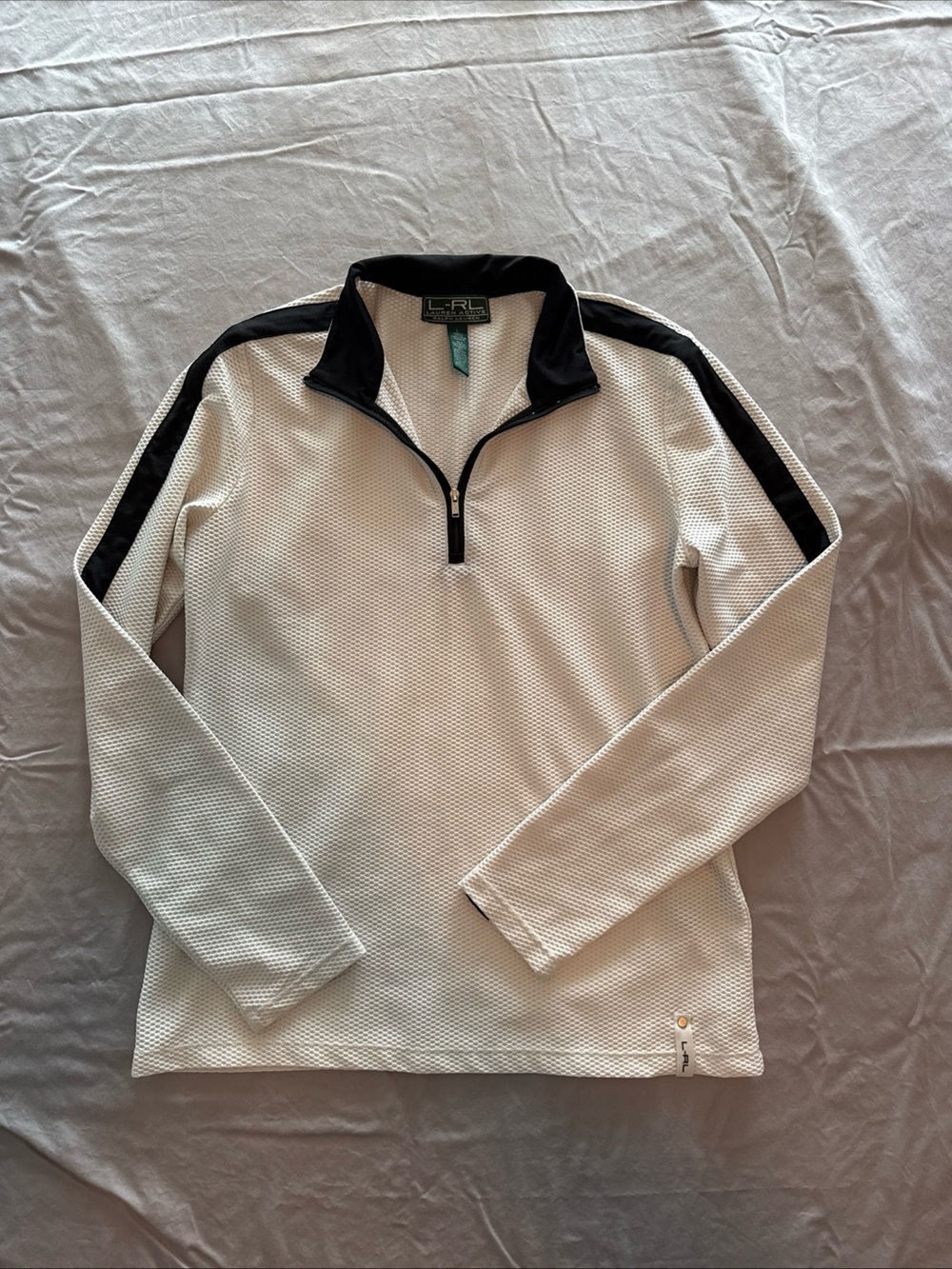 Lauren Ralph Lauren White Half-Zip Pullover with Black Trim